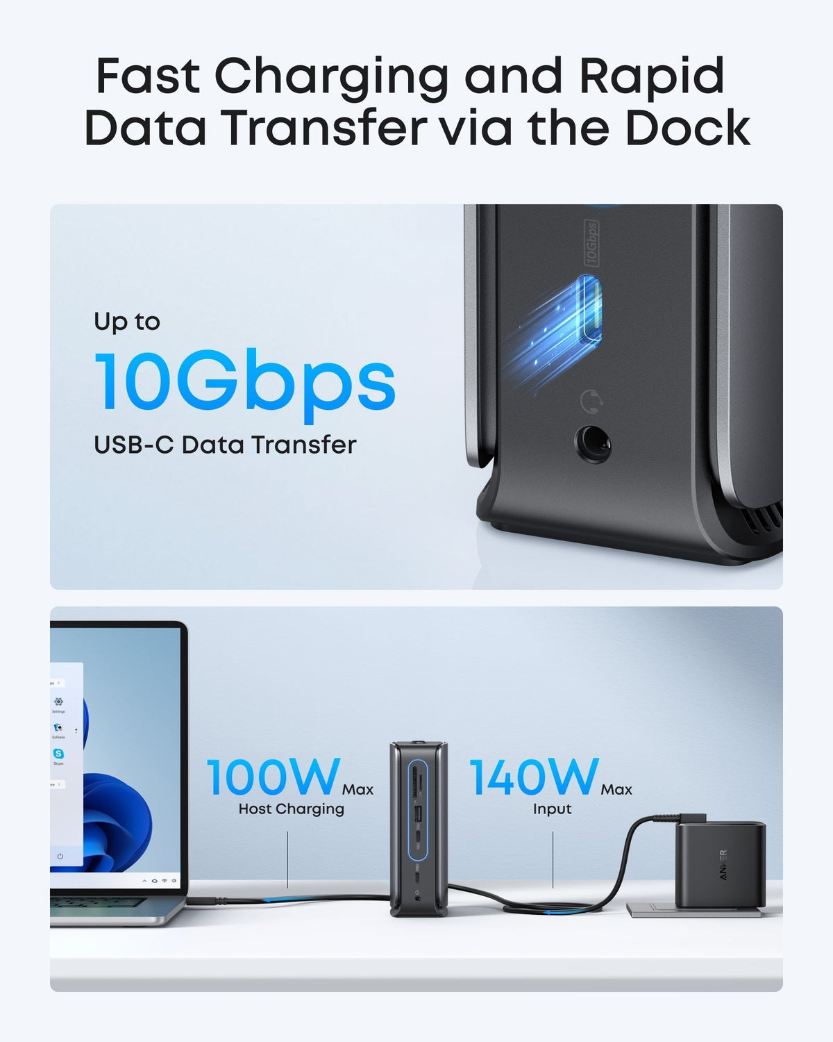 ANKERXI Nano Docking Station (13-in-1, Triple Display, Built-In Removable Hub)