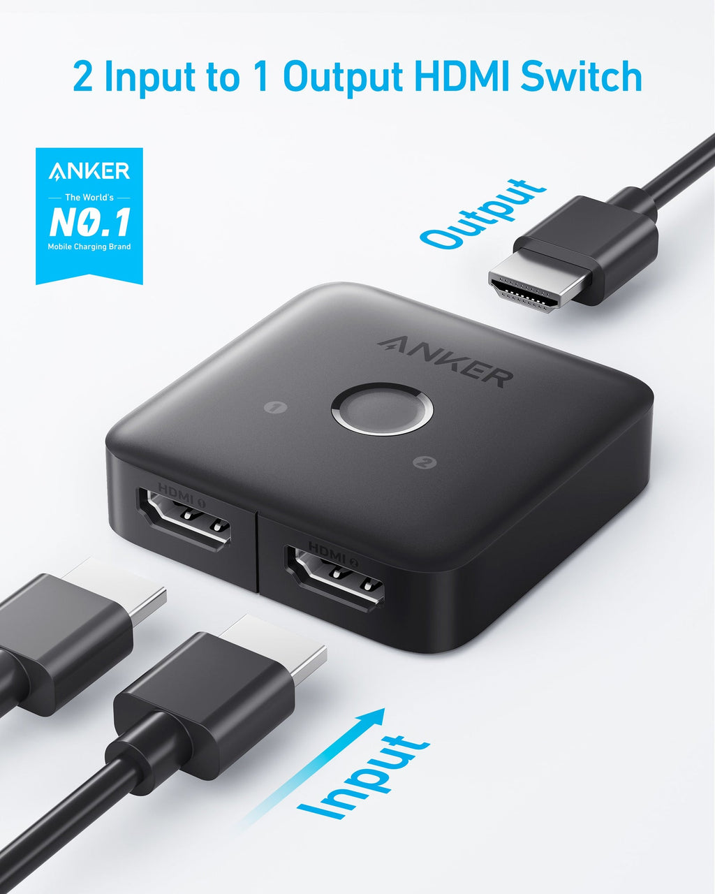 ANKERXI HDMI Switch (2 in 1 Out, 4K HDMI)