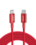 New Nylon USB-C to USB-C 100W Cable (10 ft) - Red