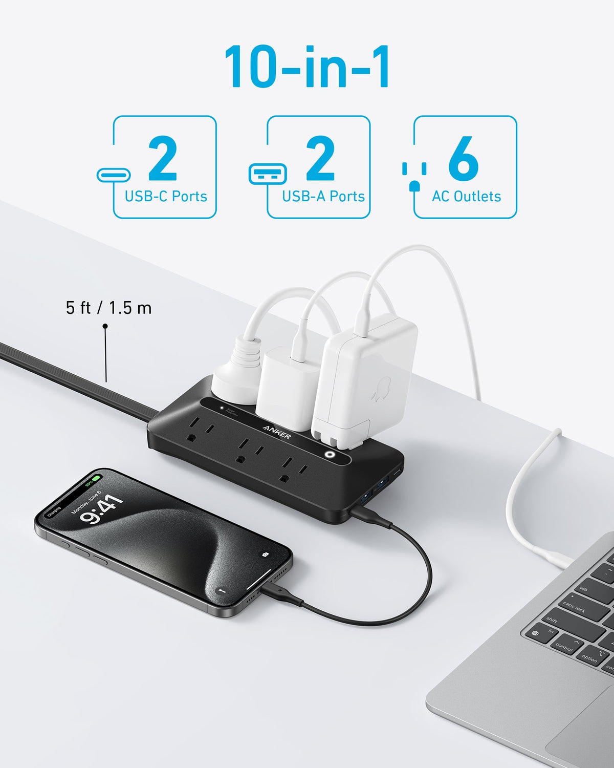 ANKERXI USB Power Strip (10-in-1, 20W)