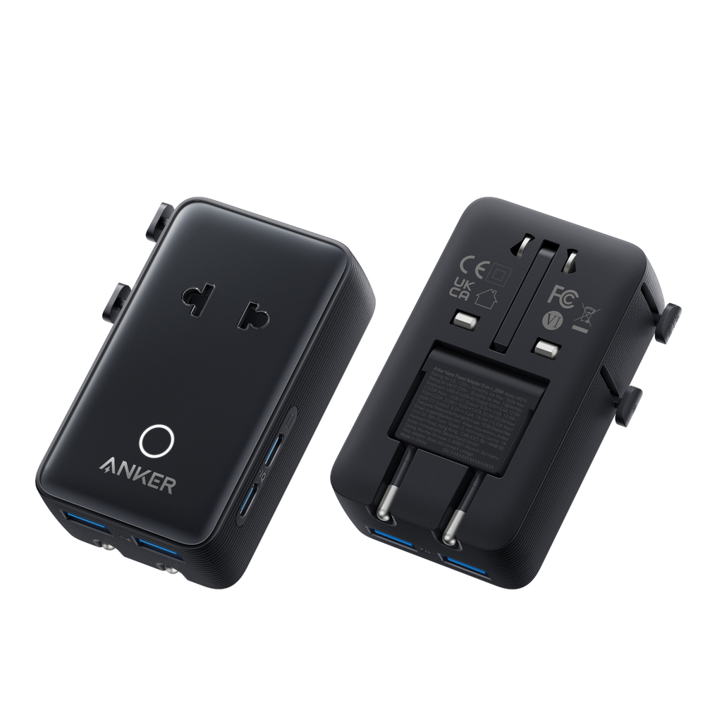 ANKERXI Nano Travel Adapter (5-in-1, 20W, 1-Pack) - Black