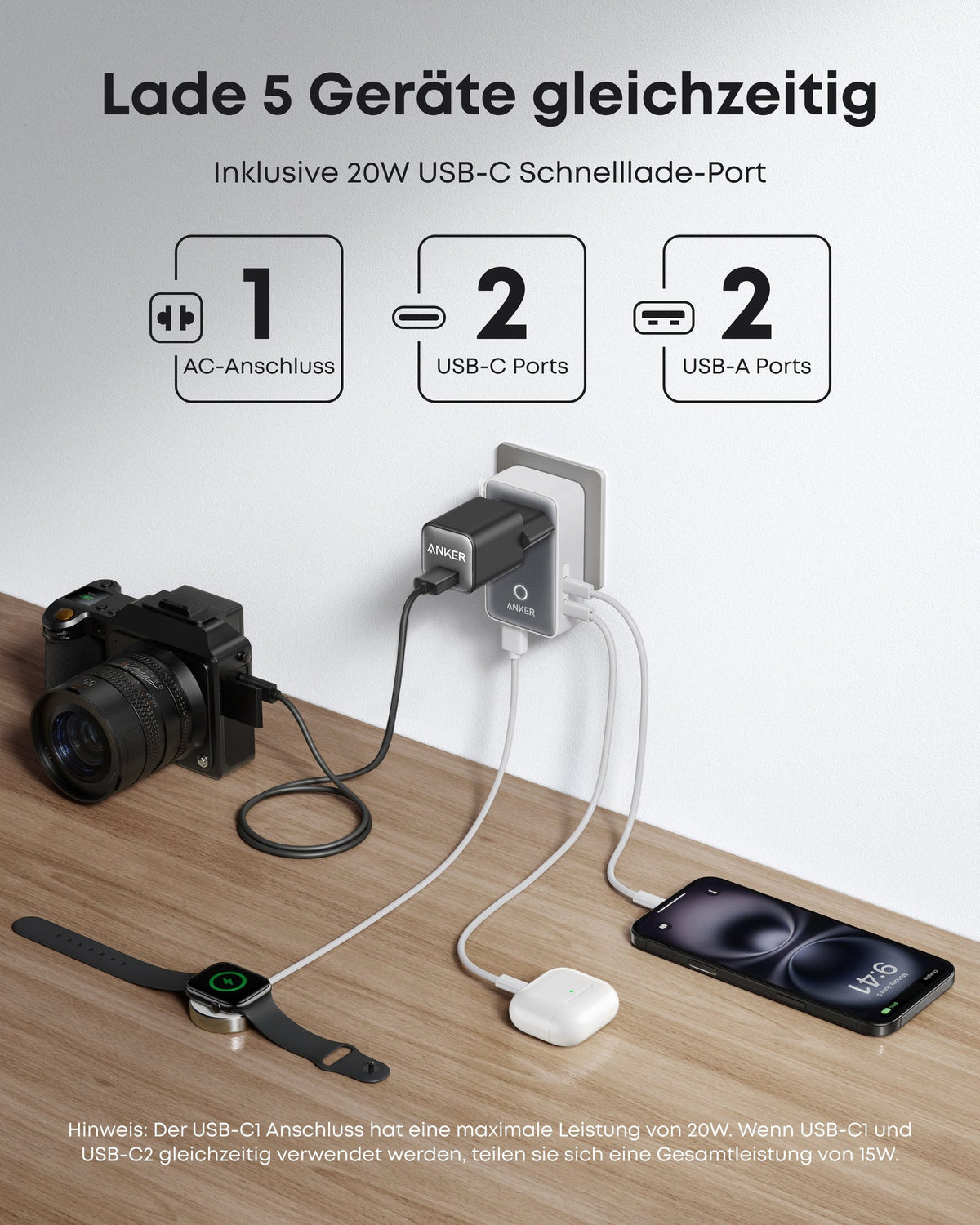 ANKERXI Nano Travel Adapter (5-in-1, 20W)