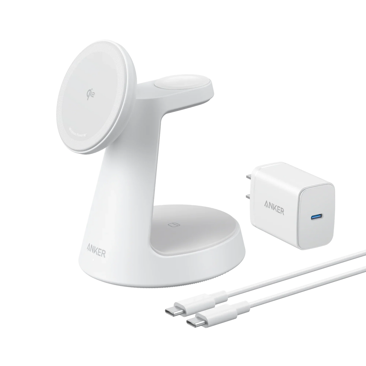 ANKERXI wireless Charging Station (3-in-1, Magnetic Stand) - White