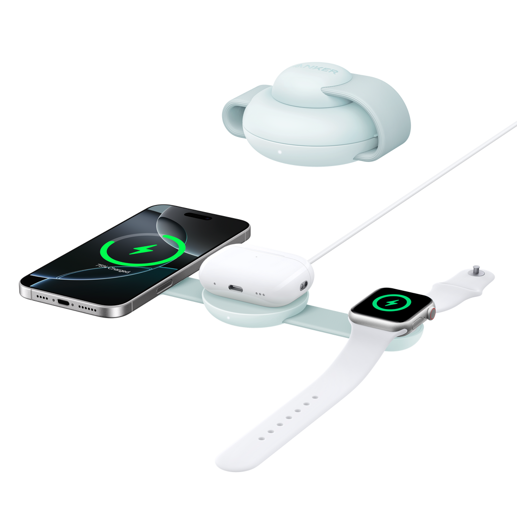 ANKERXI MagGo wireless Charging Station (3-in-1, Foldable Charging Pad) - Sprout Green