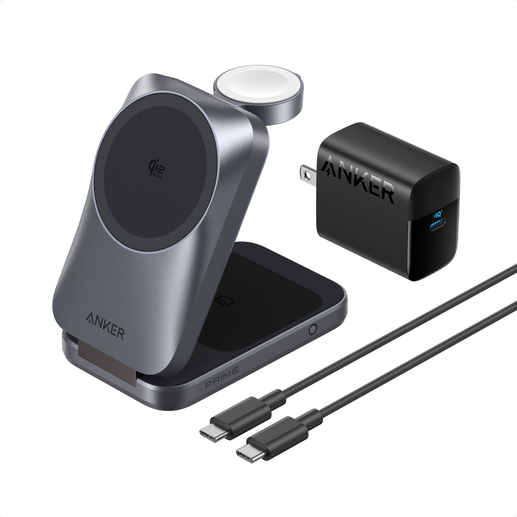 ANKERXI Prime Wireless Charging Station (3-in-1, MagGo, AirCool, Foldable) - Phantom Gray