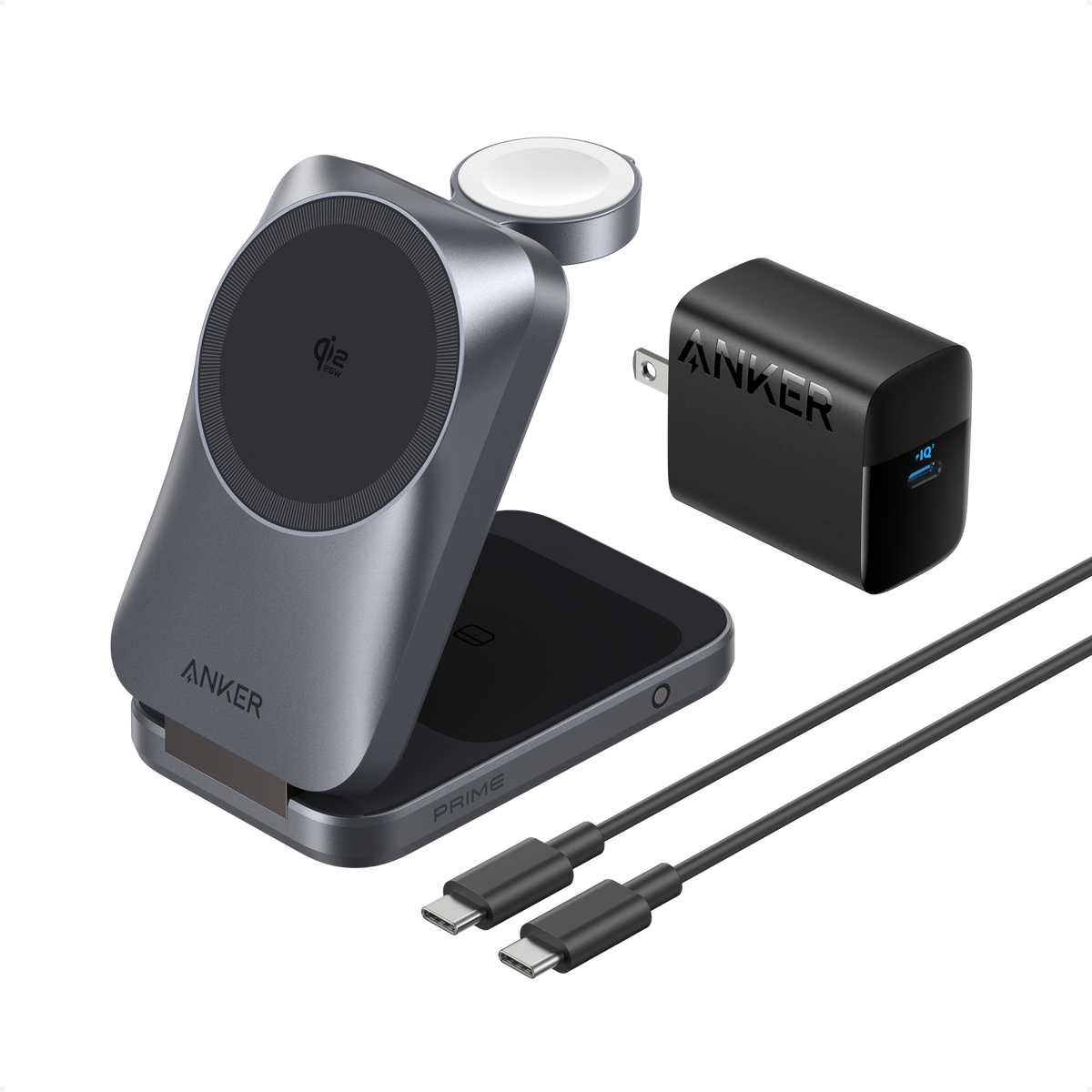 ANKERXI Prime Wireless Charging Station (3-in-1, MagGo, AirCool, Foldable) - Phantom Gray