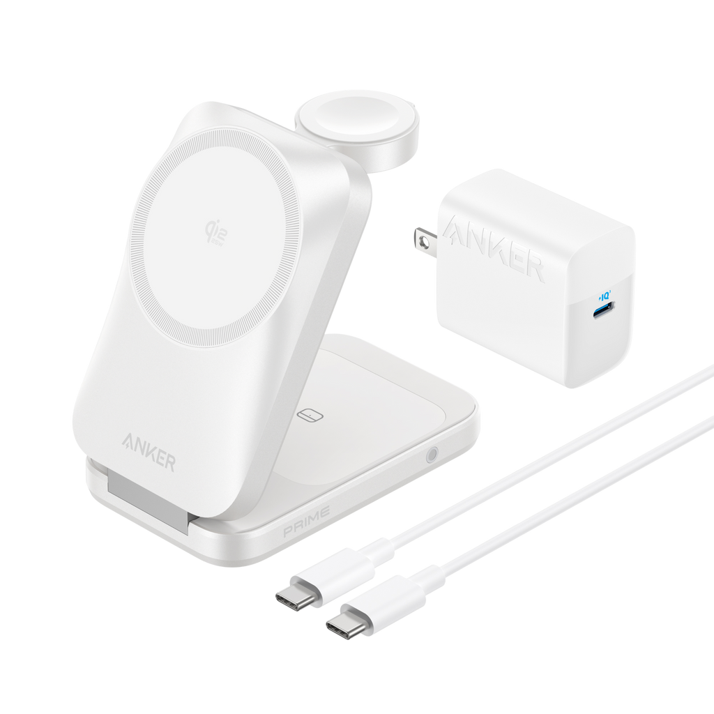 ANKERXI Prime Wireless Charging Station (3-in-1, MagGo, AirCool, Foldable) - Radiant White