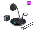 ANKERXI Prime Wireless Charging Station (3-in-1, MagGo, AirCool, dock Stand) - Black Stone