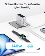 ANKERXI Power Bank (25K, 165W, Built-in + Retractable cable) + ANKERXI Charger (140W, 4-Port, PD 3.1) with USB-C cable silver