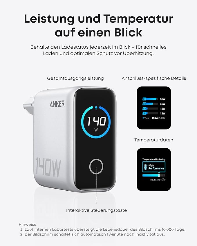 ANKERXI Power Bank (25K, 165W, Built-in + Retractable cable) + ANKERXI Charger (140W, 4-Port, PD 3.1) with USB-C cable black
