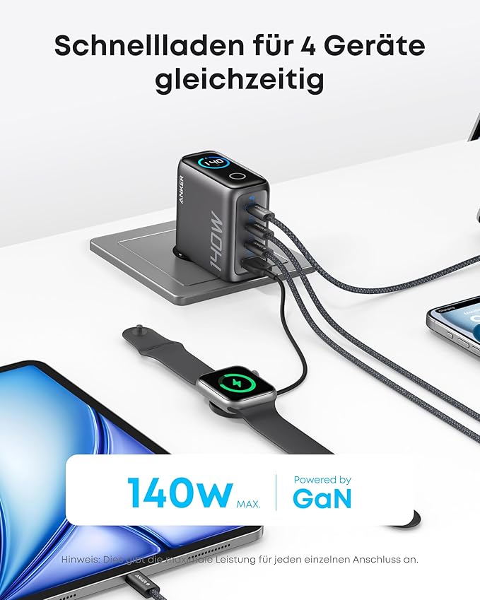 ANKERXI Charger (140W, 4-Port, PD 3.1) with USB-C cable + ANKERXI Nano Power Bank (10K, 45W, Built-in Retractable USB-C cable)