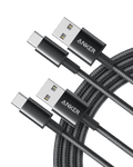 ANKERXI Premium Nylon USB-C to USB-A Cable (3 ft / 6 ft, 2-Pack) Black - Black