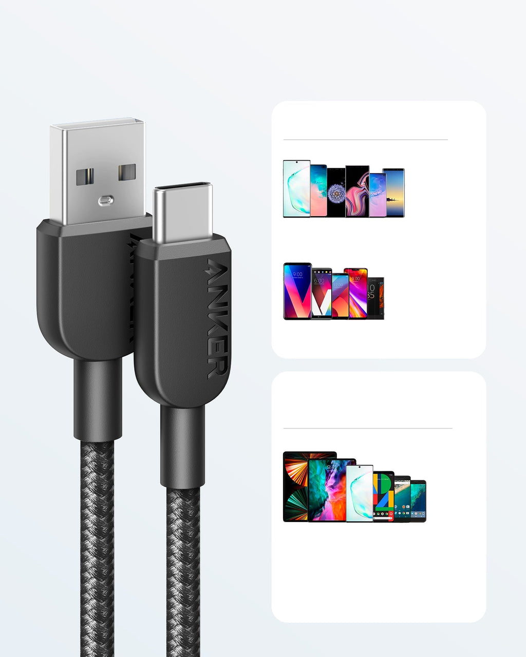 ANKERXI 310 USB-A to USB-C Cable (3 ft Braided) - 2 pack