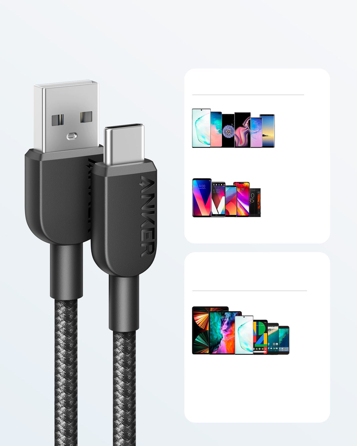 ANKERXI 310 USB-A to USB-C Cable (3 ft Braided) - 2 pack