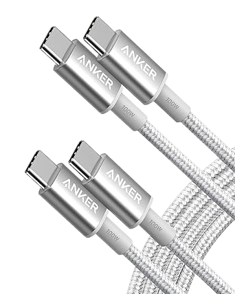 ANKERXI 333 USB-C to USB-C Cable (6ft Nylon, 2-Pack) Silver - Default Title