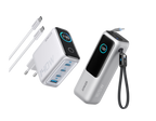 ANKERXI Power Bank (25K, 165W, Built-in + Retractable cable) + ANKERXI Charger (140W, 4-Port, PD 3.1) with USB-C cable silver - Default Title