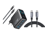 ANKERXI Charger (140W, 4-Port, PD 3.1) with USB-C cable + ANKERXI Prime USB-C on USB-C cable (240W, Upcycled-Braided Design, 1,8m)