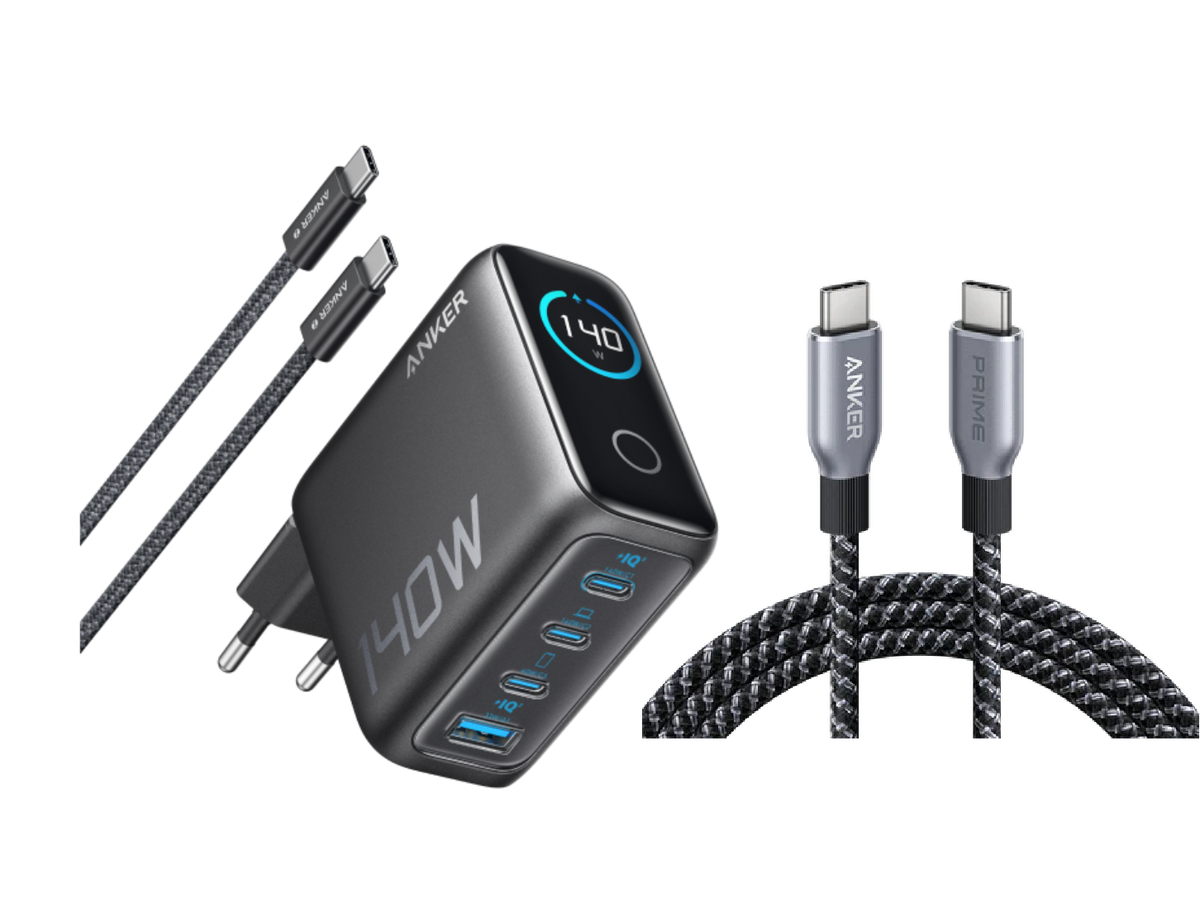 ANKERXI Charger (140W, 4-Port, PD 3.1) with USB-C cable + ANKERXI Prime USB-C on USB-C cable (240W, Upcycled-Braided Design, 1,8m) - Default Title