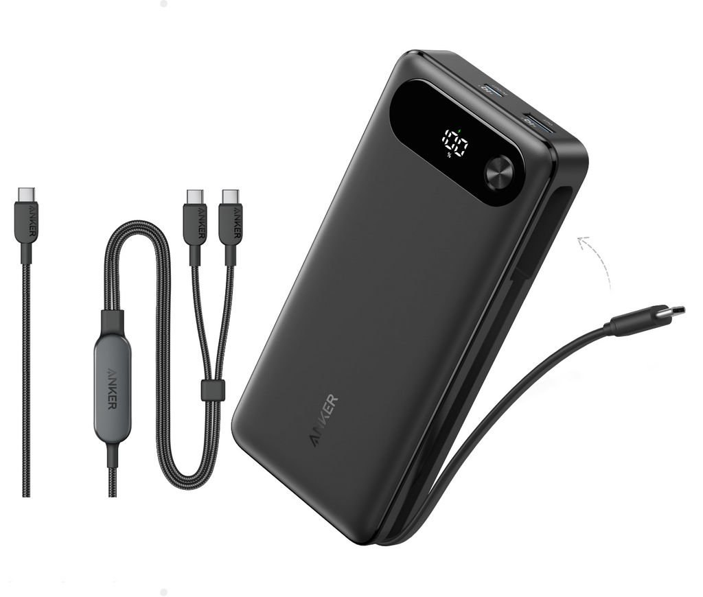 ANKERXI Power Bank (20K, 87W, Built-in USB-C cable) + ANKERXI 2-in-1 USB-C on USB-C cable (120cm, 140W, Flecht-Design) black - Default Title