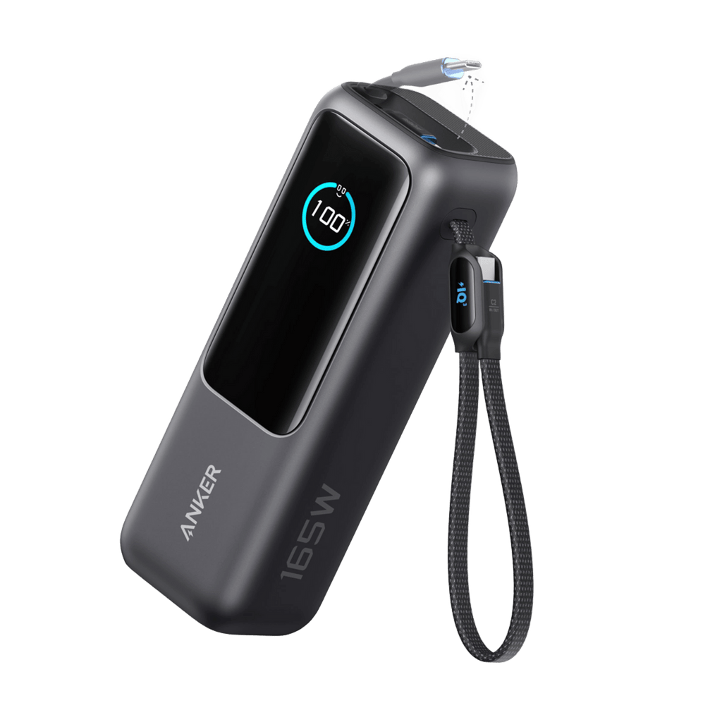 ANKERXI Laptop Power Bank (25K, 165W, built-in and utdragbara cables) (Refurbished) Space Black