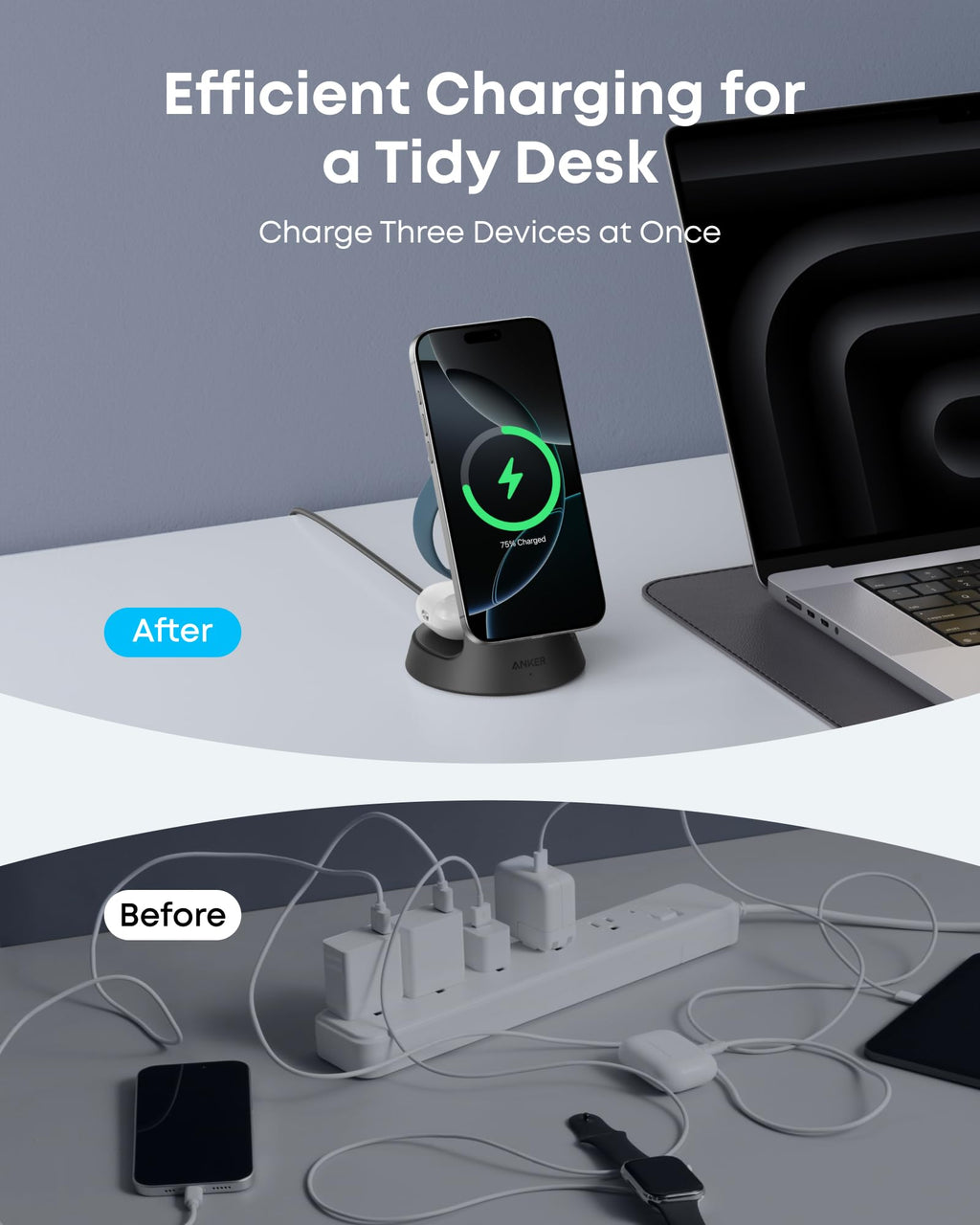 ANKERXI MagGo Wireless Charging Station (3-in-1, dock Stand) Black
