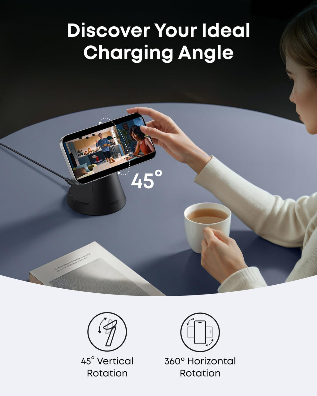 ANKERXI MagGo Wireless Charging Station (3-in-1, dock Stand) Black
