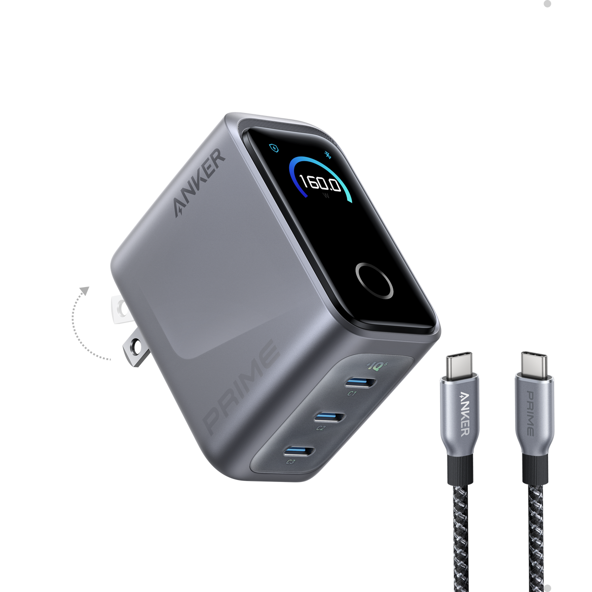 Workspace Power set | ANKERXI Prime Charger (160W, 3 Ports) with USB-C Cable - Default Title