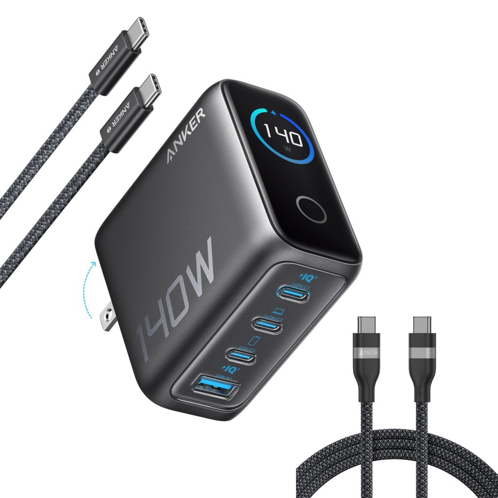 Workspace Power set | ANKERXI Charger (140W, 4-Port, PD 3.1) with 2-Pack USB-C Cable - Default Title