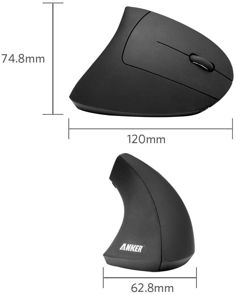 ANKERXI 2.4G Wireless Vertical Ergonomic Optical Mouse Black