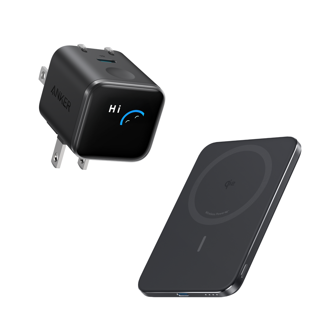 ANKERXI Nano 45W Smart Display Charger and 5K Wireless Power Bank Space Black - Default Title