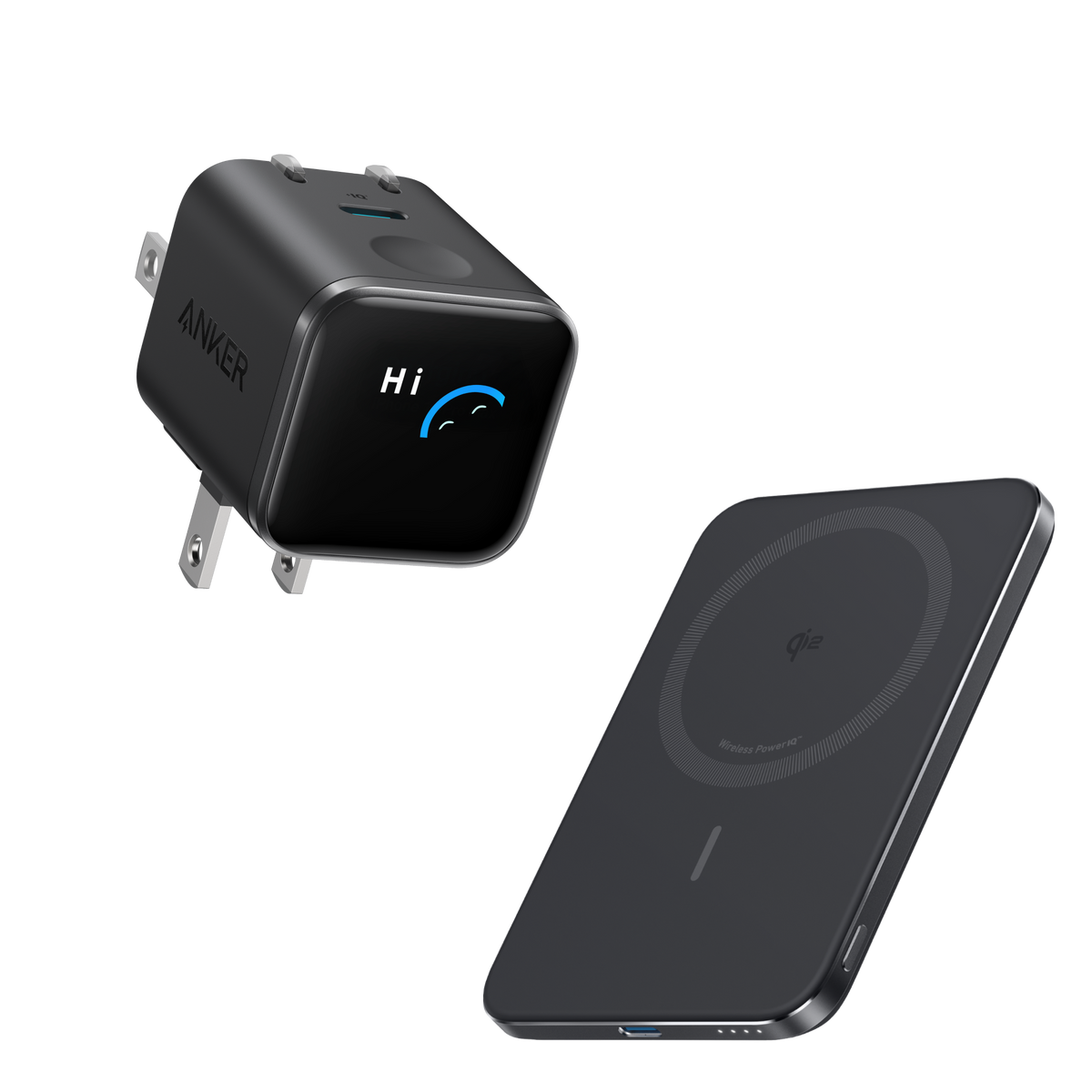 ANKERXI Nano 45W Smart Display Charger and 5K Wireless Power Bank Space Black - Default Title