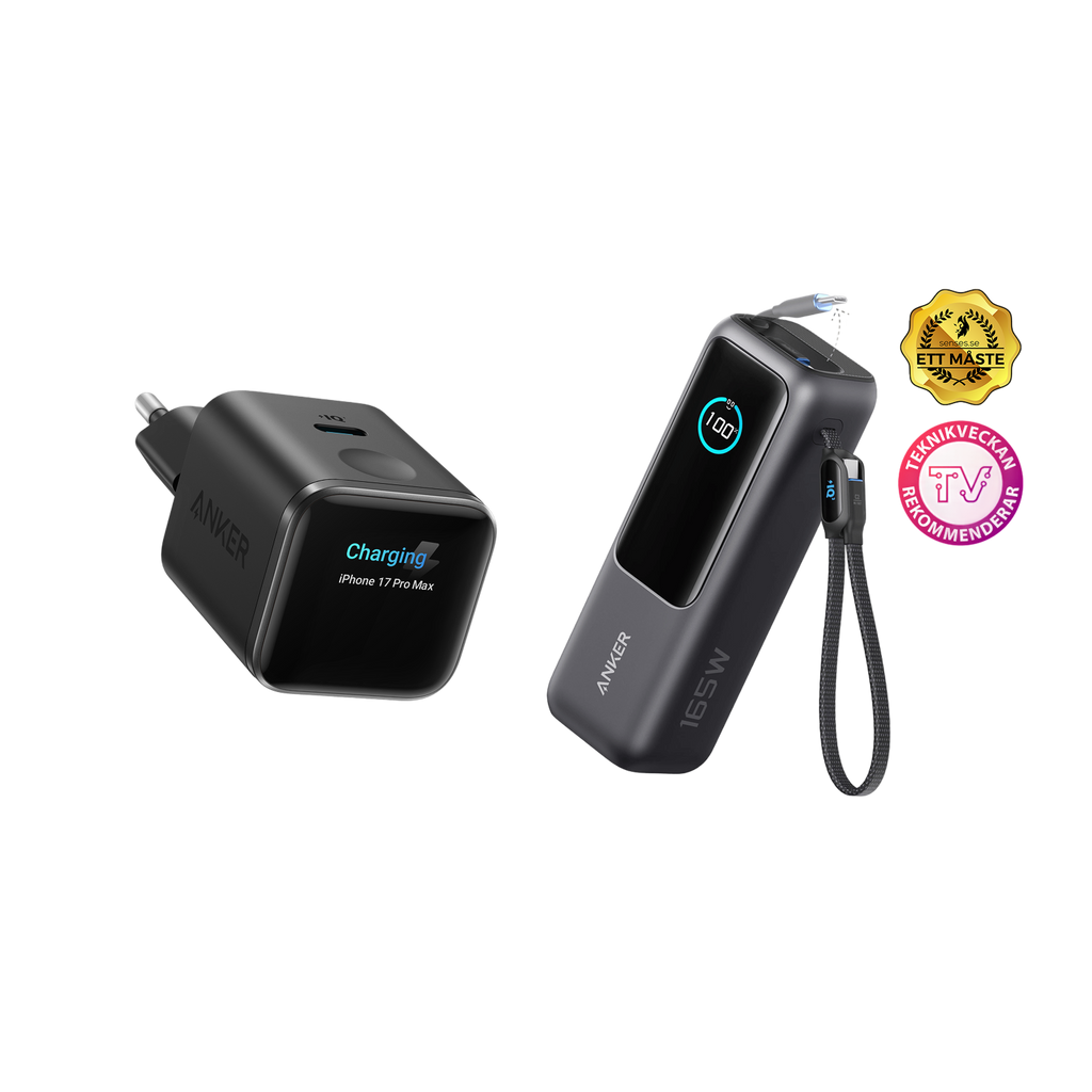 (black) ANKERXI Nano 45W Smart Display-Charger + (black) ANKERXI Laptop Power Bank (25K, 165W, built-in and utdragbara cables) - Default Title