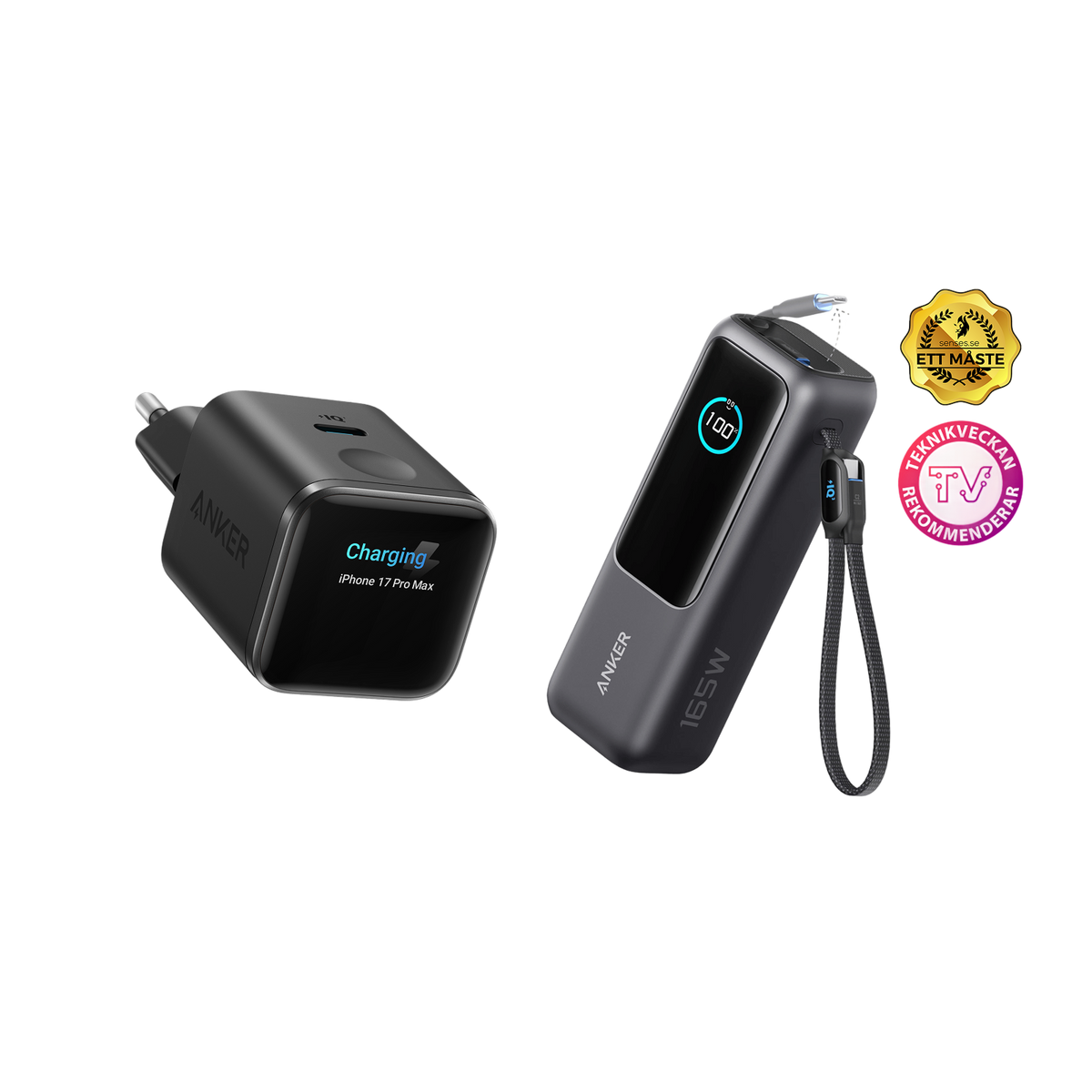 (black) ANKERXI Nano 45W Smart Display-Charger + (black) ANKERXI Laptop Power Bank (25K, 165W, built-in and utdragbara cables) - Default Title
