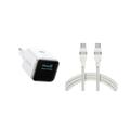 ANKERXI Nano Charger (45W, Smart Display) + ANKERXI USB-C on USB-C cable (90cm / 180cm, 240W, Upcycled-Braided Design) Polar White / 180cm - Default Title