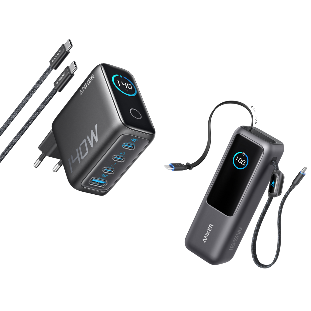 ANKERXI LaptopCharger (140W, 4-portars, PD 3.1) with USB-C-cable + ANKERXI Laptop Power Bank (25K, 165W, built-in and utdragbara cables) - Default Title