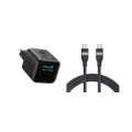 ANKERXI Nano Charger (45W, Smart Display) + ANKERXI USB-C on USB-C cable (90cm / 180cm, 240W, Upcycled-Braided Design) Black Stone / 180cm - Default Title