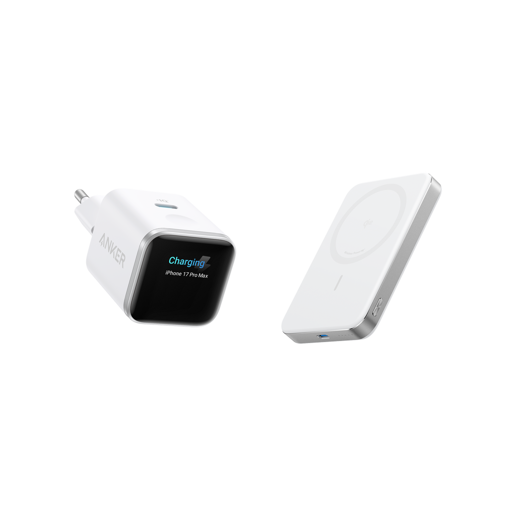 ANKERXI Nano Charger (45W, Smart Display)+ANKERXI MagGo Power Bank (10000mAh, Slim) Polar White - Default Title