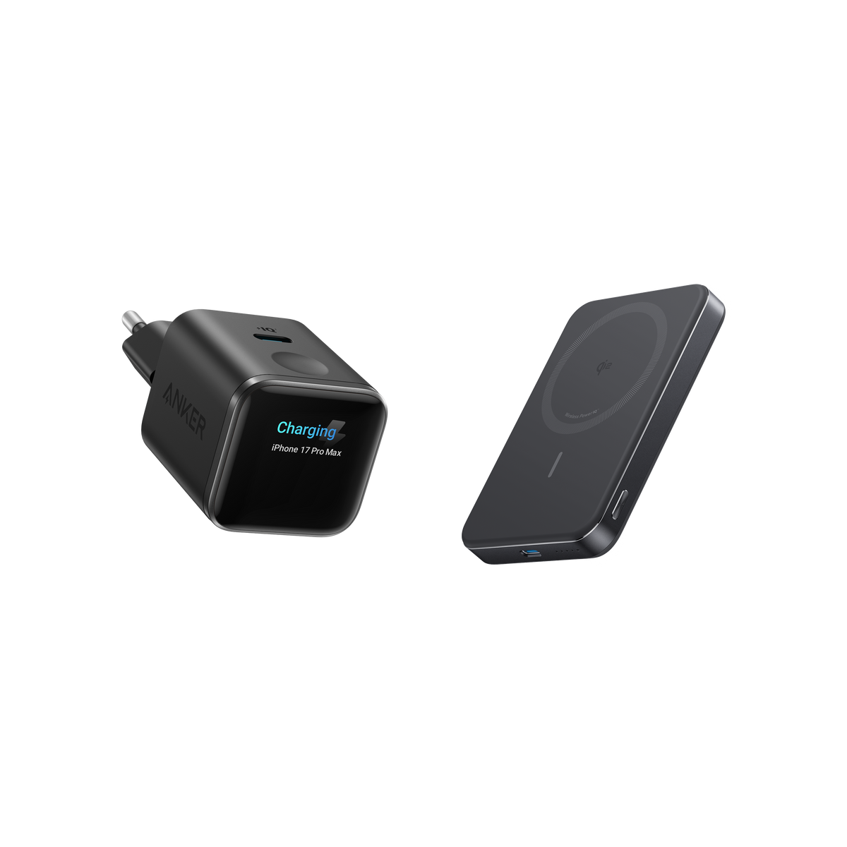 ANKERXI Nano Charger (45W, Smart Display)+ANKERXI MagGo Power Bank (10000mAh, Slim) Black Stone