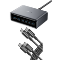 ANKERXI Prime-Charger (200 W, 6 ports, GaN) + USB-C to USB-C-cable (1,8 m, braided, 100 W) 2-pack black - Default Title