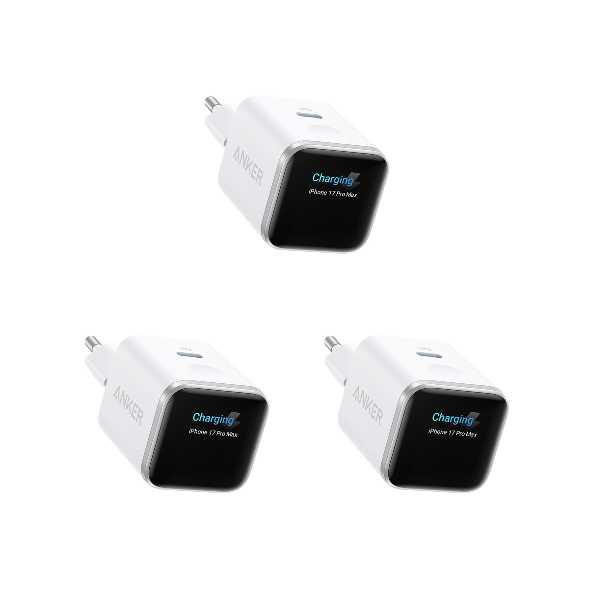 ANKERXI Nano 45W Smart Display-Charger (3-pack) Aurora White | 3-Pack
