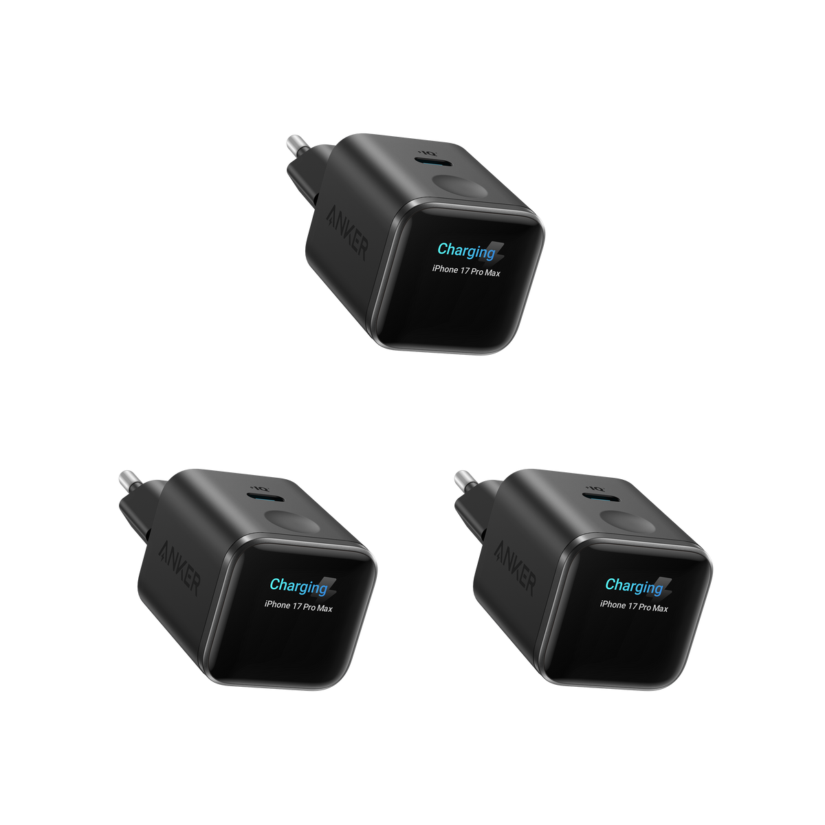 ANKERXI Nano 45W Smart Display-Charger (3-pack) Black Stone | 3-Pack