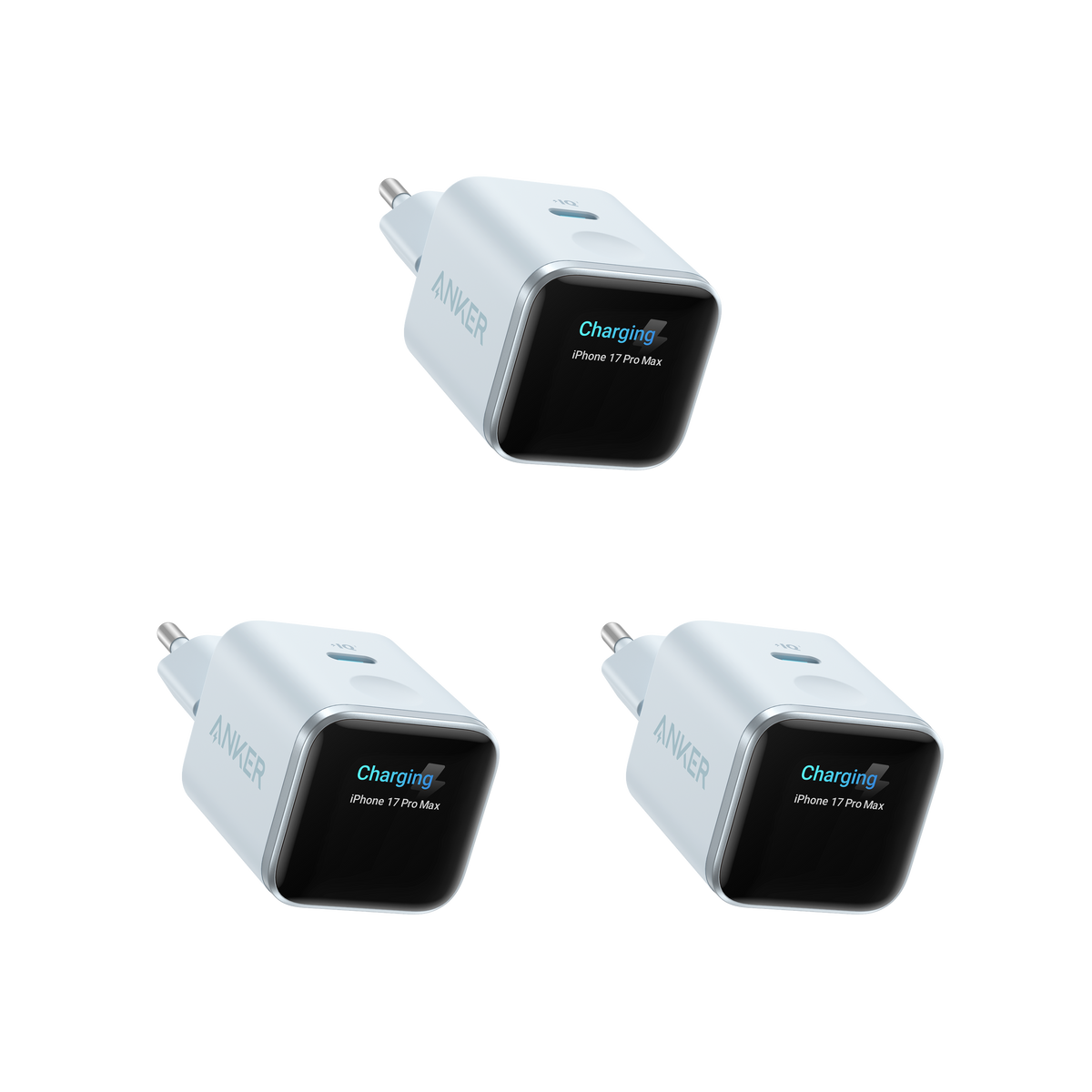 ANKERXI Nano 45W Smart Display-Charger (3-pack) Misty Blue | 3-Pack