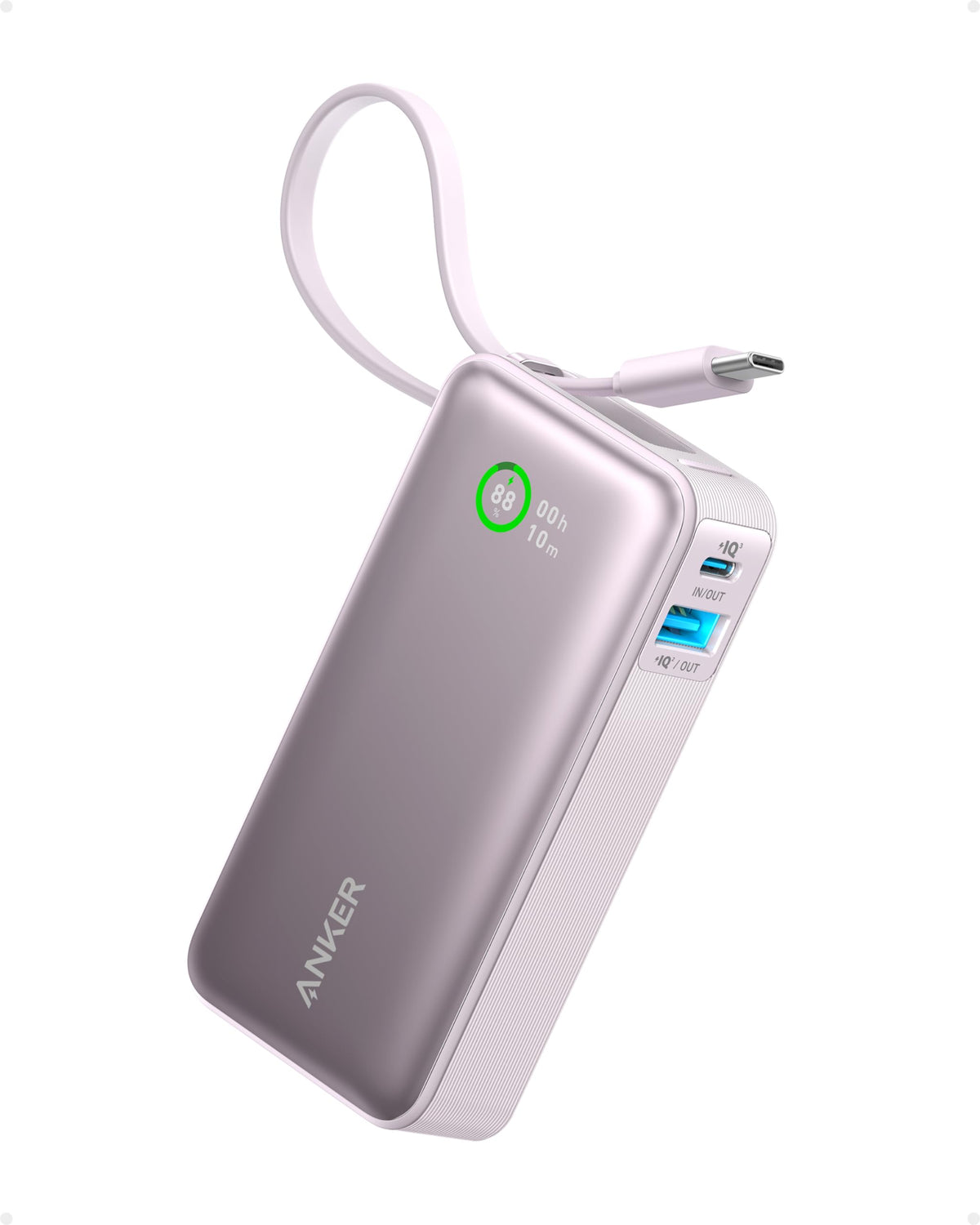ANKERXI Nano Power Bank (30W, Built-in USB-C-cable) Shell White
