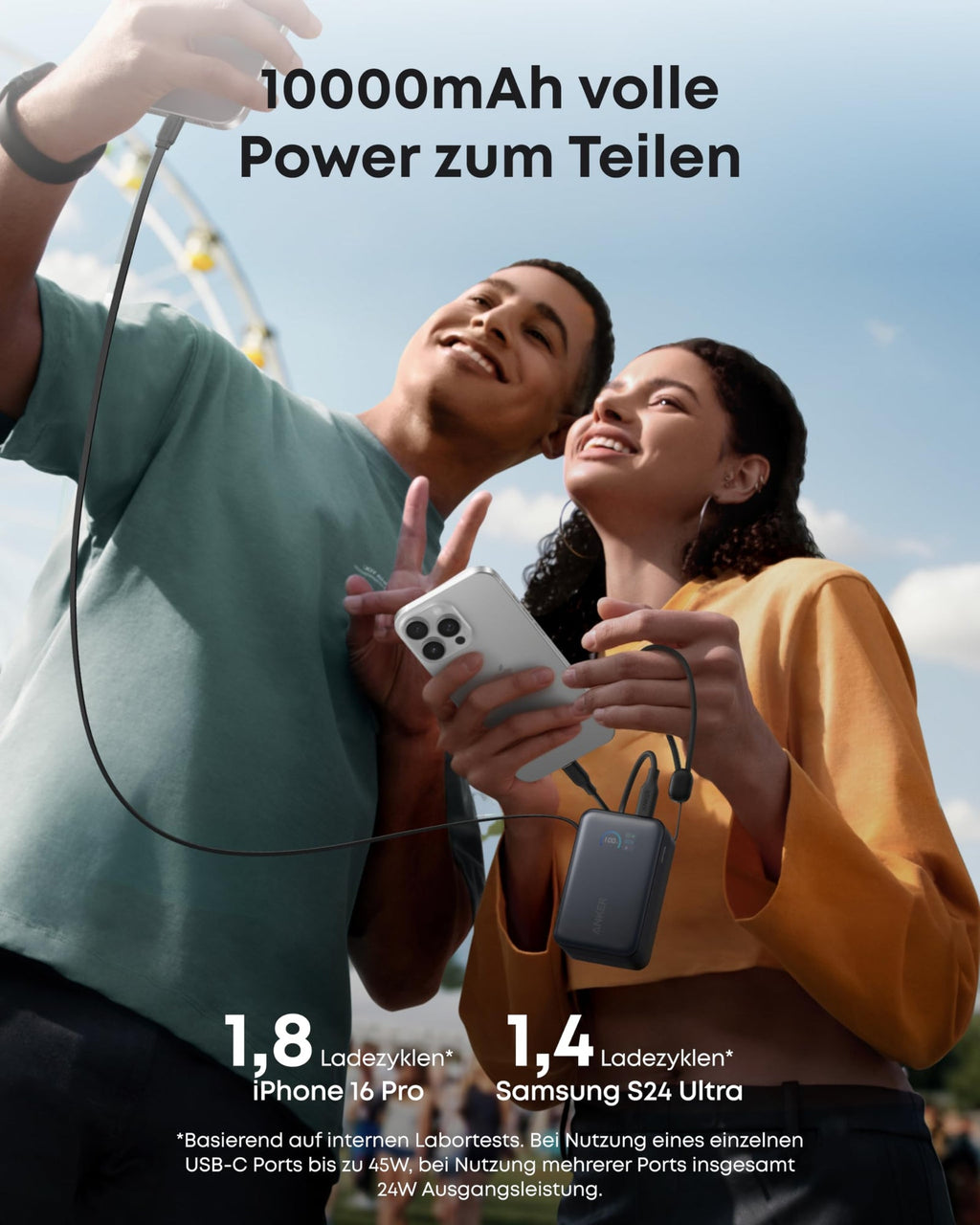 ANKERXI Charger (140W, 4-Port, PD 3.1) with USB-C cable + ANKERXI Nano Power Bank (10K, 45W, Built-in Retractable USB-C cable)