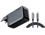 ANKERXI Prime Charger (100W, 3 Ports, GaN) + ANKERXI Prime USB-C on USB-C cable (240W, Upcycled-Braided Design) black - Default Title