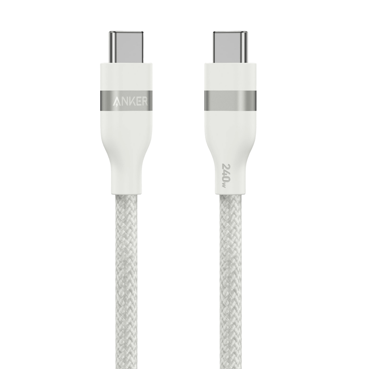 ANKERXI USB-C to USB-C Cable (3 ft / 6 ft, 240W, Upcycled-Braided) 6 ft / - Shell White