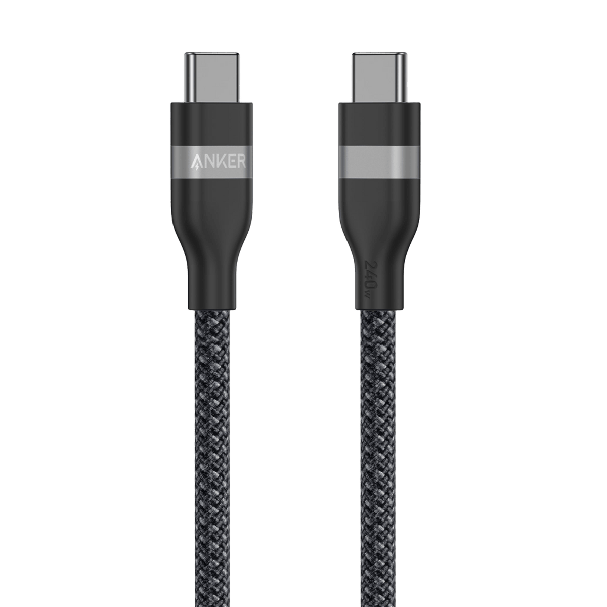 ANKERXI USB-C to USB-C Cable (3 ft / 6 ft, 240W, Upcycled-Braided) 6 ft / - Black Stone