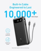 ANKERXI Power Bank (20K, 87W, Built-in USB-C cable) + ANKERXI 2-in-1 USB-C on USB-C cable (120cm, 140W, Flecht-Design) black