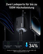 ANKERXI Prime 100W GaN-vaggCharger (3 ports)