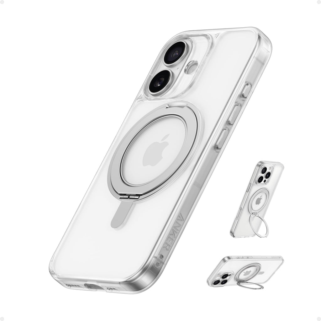 ANKERXI MagGo Magnetic Phone Case with Stand (360° Ring Stand, for iPhone 16) Transparent / iPhone 16